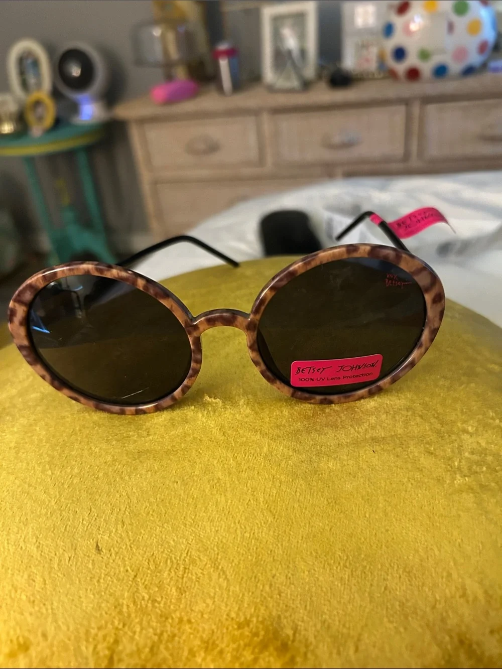 Betsey Johnson Tortoiseshell Round Sunglasses - Brown/Black Lenses